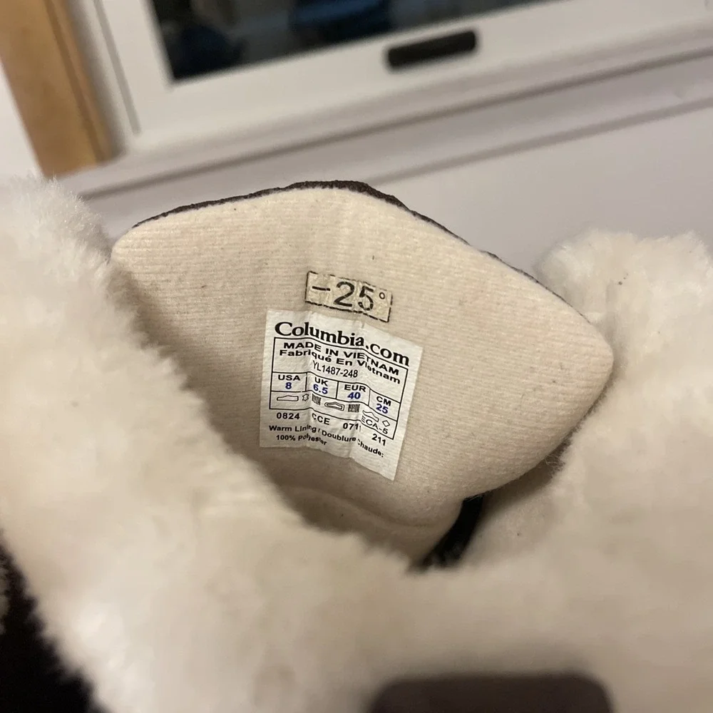 Sz 8 Columbia Techlite Winter Mid Calf Snow Boots Faux Fur -25 Brown Suede Bratz